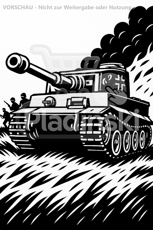 Tiger Panzer – Historisches 3D-Relief Wandbild (20 cm)