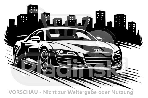 Audi R8 – Legendärer Supersportwagen 3D-Relief (20 cm)
