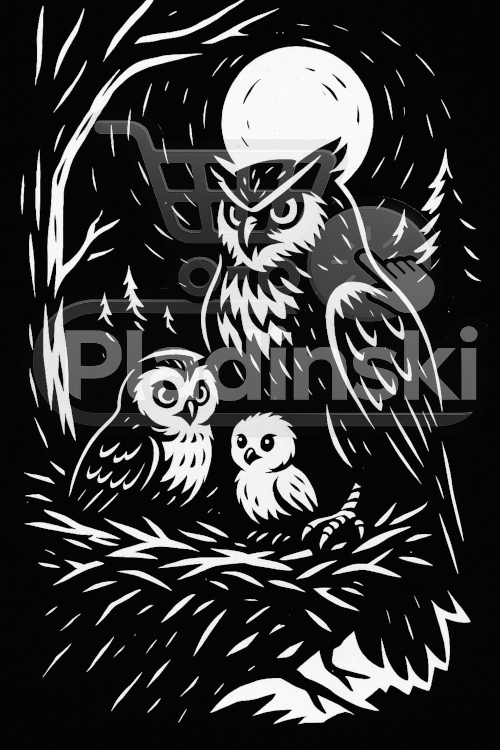 Eulenfamilie – Stimmungsvolles 3D-Relief im Wald (20 cm)