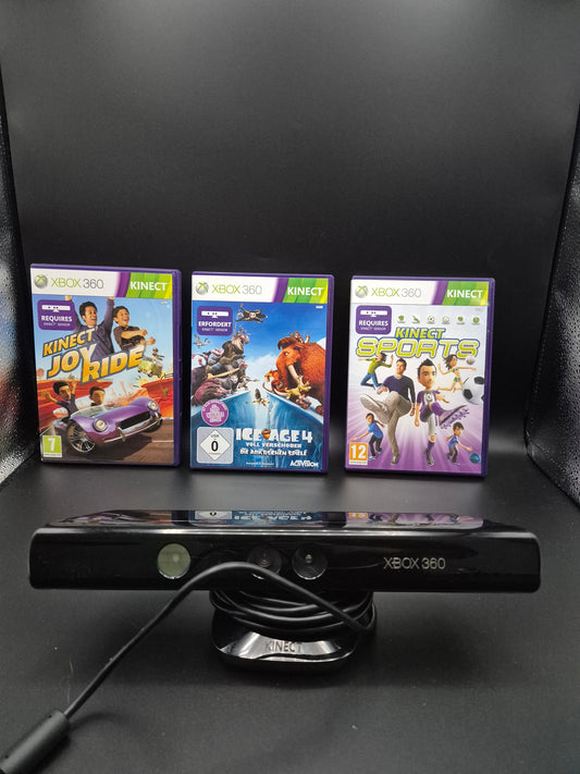 Xbox 360 Kinect Sensor + 3 Spiele (Kinect Joy Ride, Ice Age 4, Kinect Sports)
