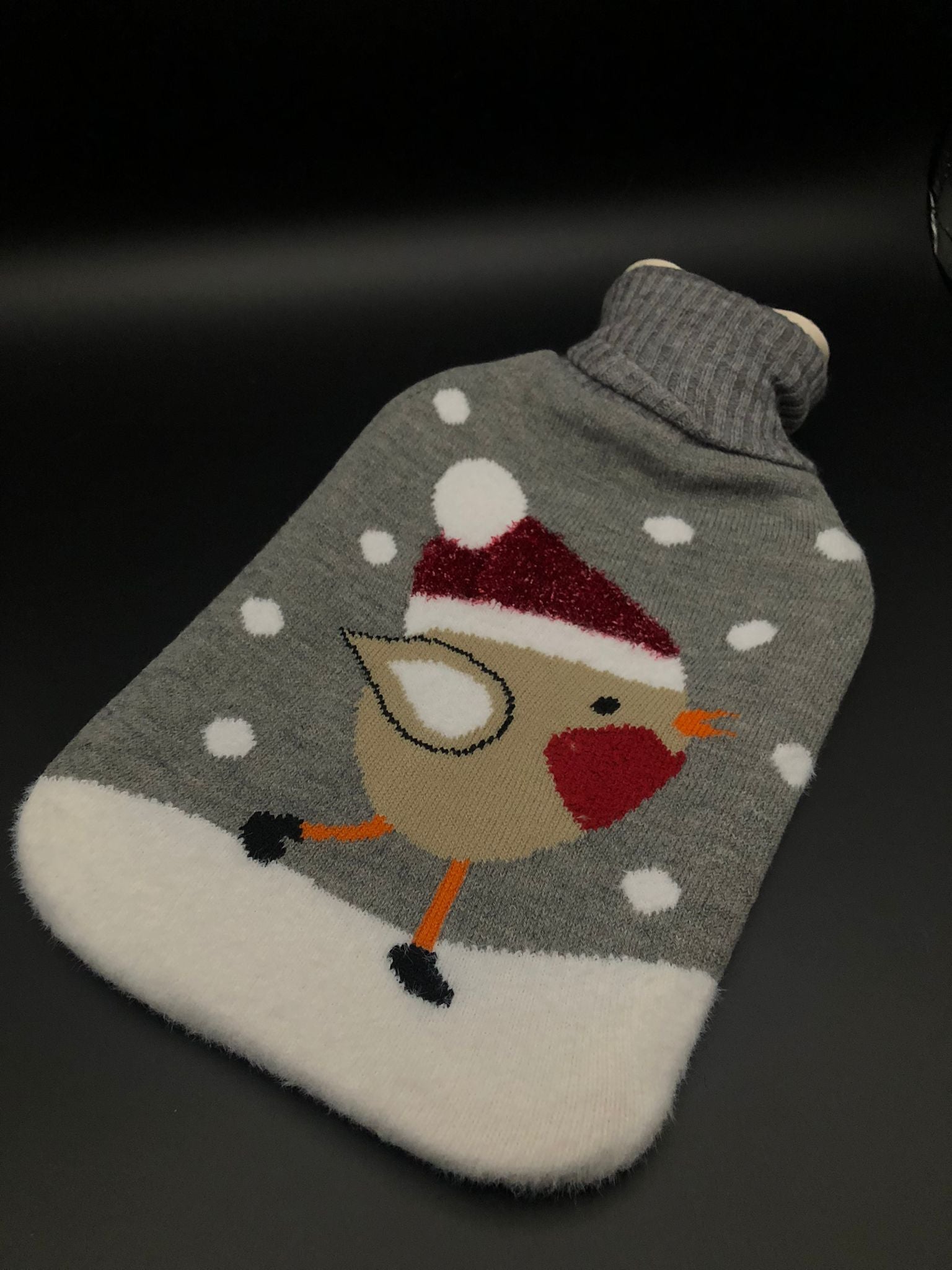 Wärmflasche mit Bezug 2l Strickbezug Vogel