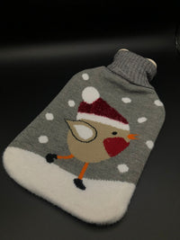 Wärmflasche mit Bezug 2l Strickbezug Vogel