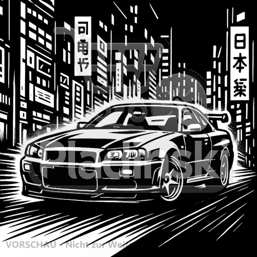 Nissan Skyline – Japanische Tuning-Legende 3D-Relief (20 cm)