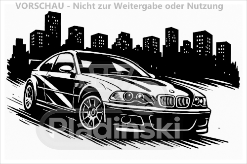 Auto mit Skyline 3D-Relief mit LED-Lichteffekt – wiederaufladbar per USB-C, bis zu 4 Std. Leuchtdauer